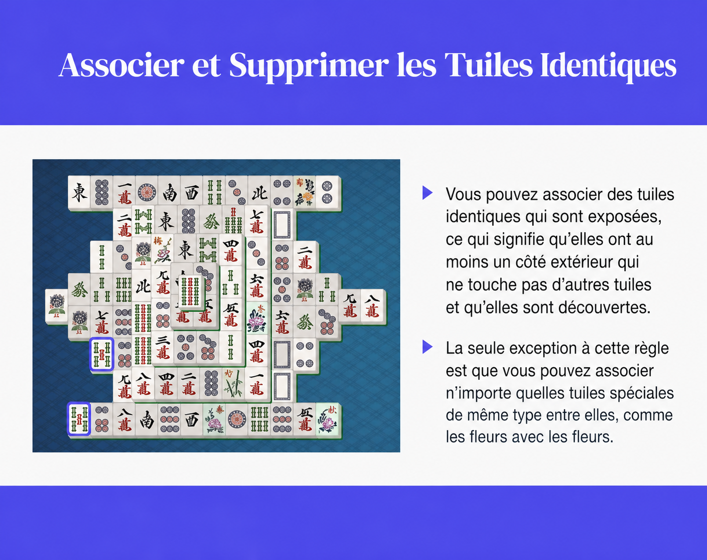 Associer et retirer des tuiles au Mahjong